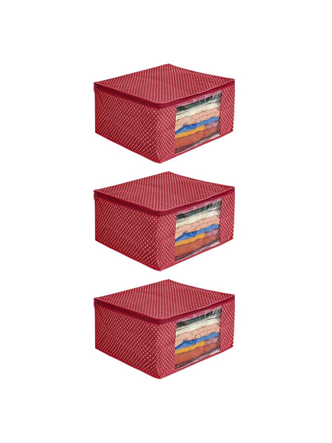 

prettykrafts Maroon & White 3 Pieces Multi Utility Organisers