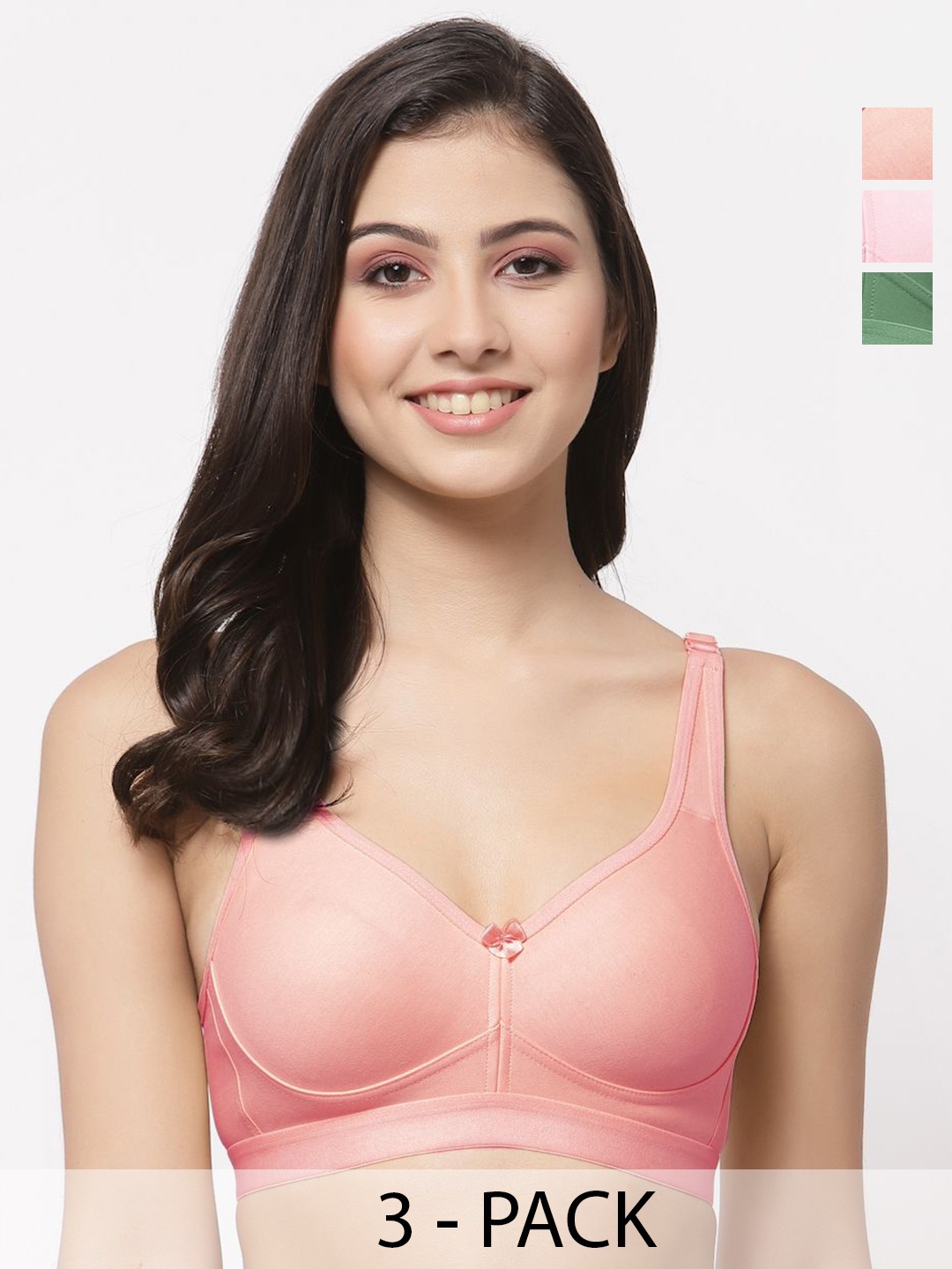 

College Girl Pack of 3 Full Coverage Lightly Padded Bra, Pink