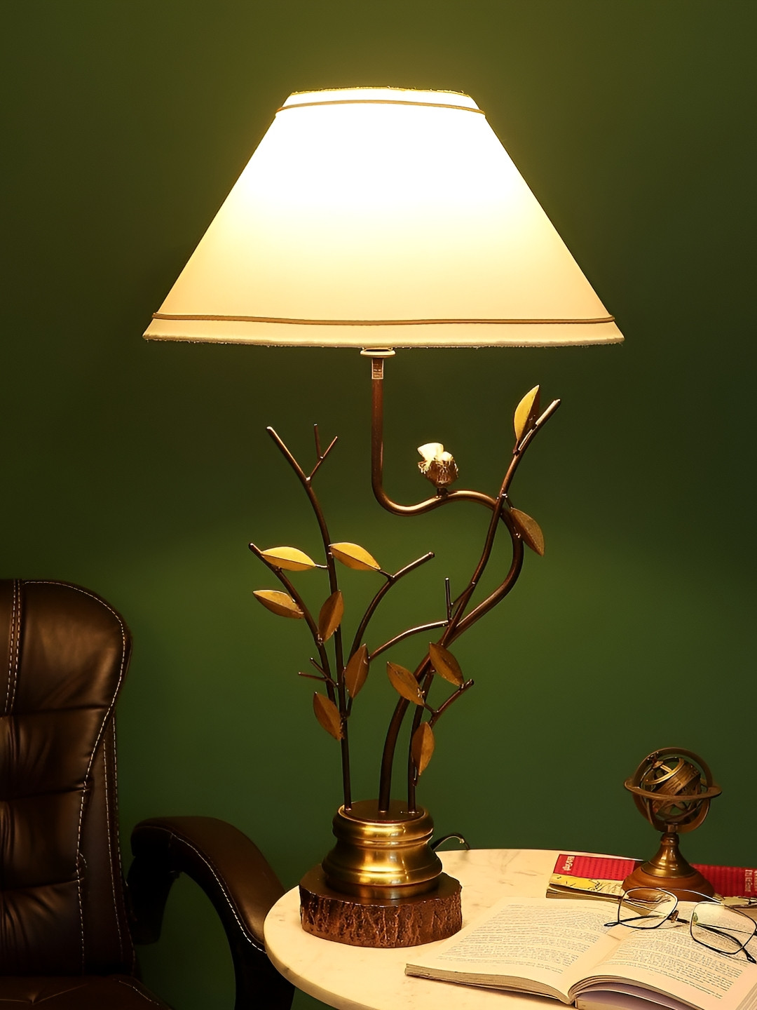 

pristine interiors Beige Metal Contemporary Cylindrical Shaped Table Lamp