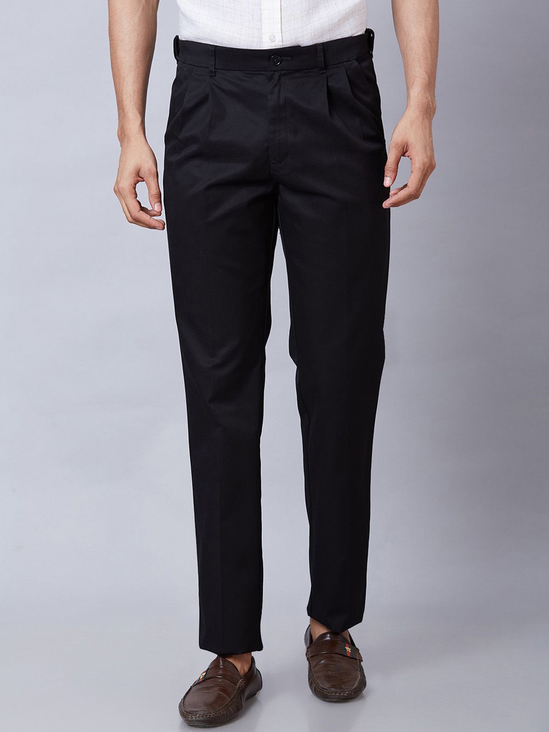 

ColorPlus Men Comfort Pleated Trousers, Black