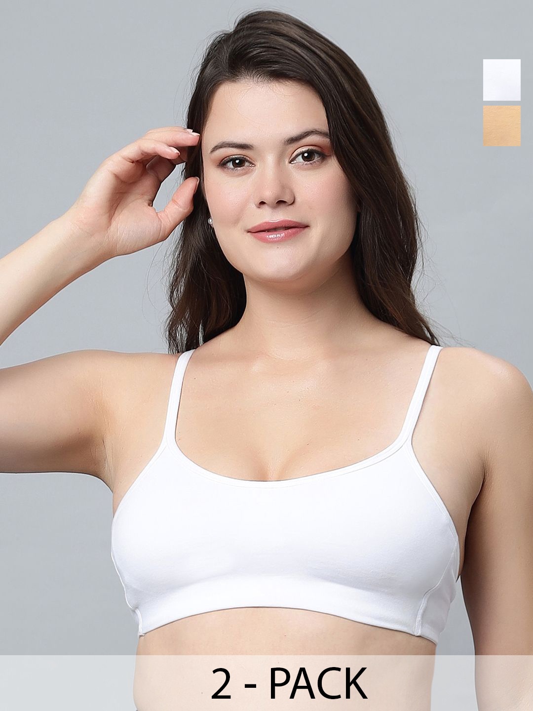 

In Care Women Pack of 2 Full Coverage Solid Workout Bra, White