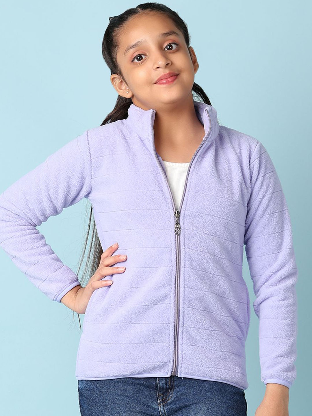 

V-Mart Girls Fleece Lightweight Jacket, Purple