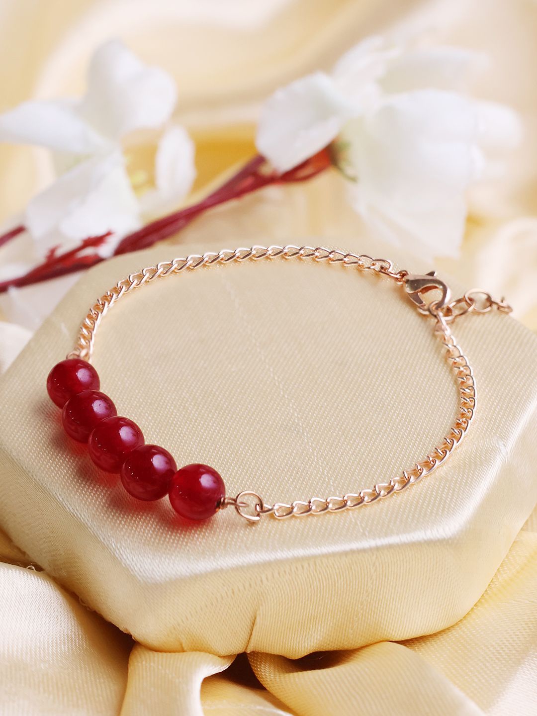 

Shubhanjali Onyx Beaded Link Bracelet, Gold