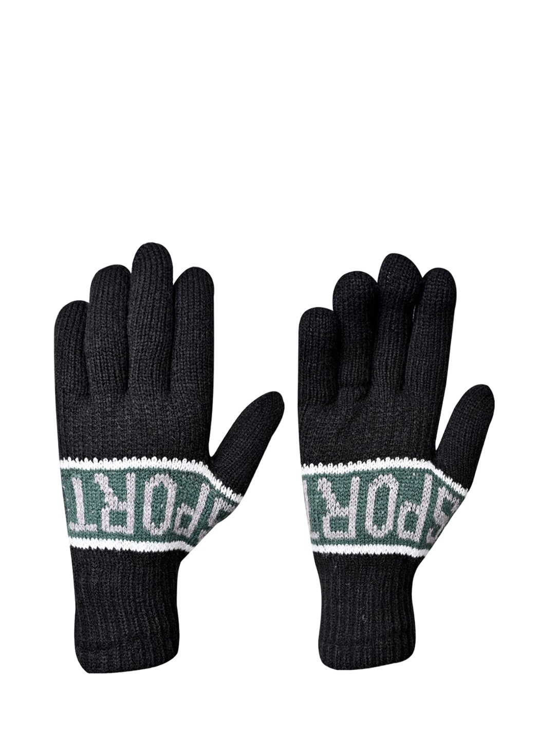 

LOOM LEGACY Men Patterned Acrylic Winter Gloves, Black
