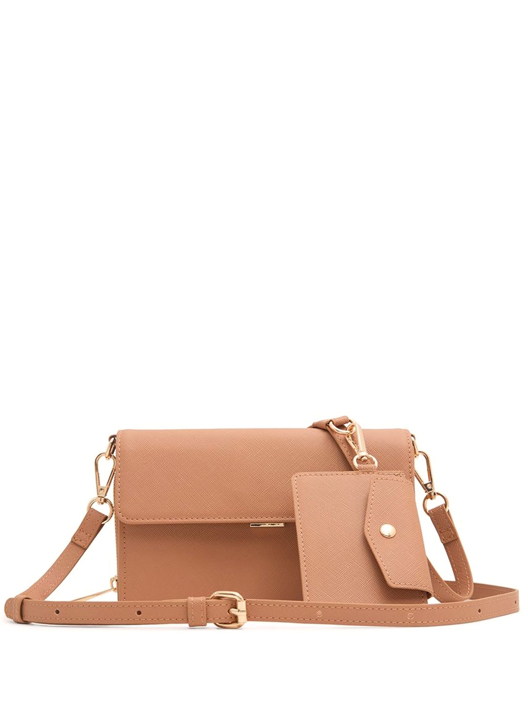 

Call It Spring Women PU Structured Sling Bag, Tan