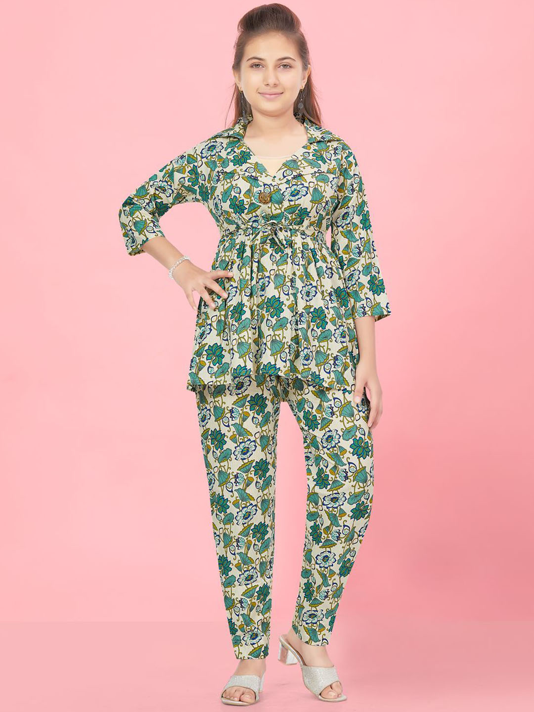 

BAESD Girls Printed Pure Cotton Clothing Set, Green