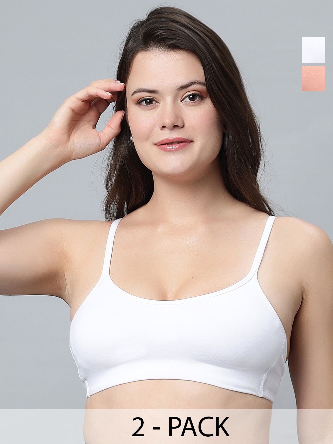 

In Care Pack Of 2 Full Coverage Non Padded Workout Bra, White