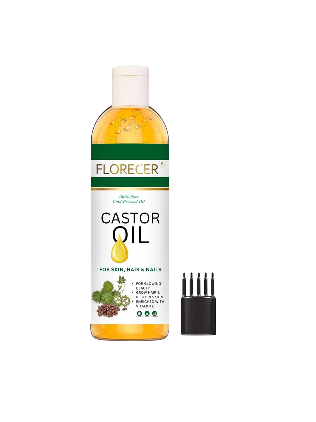 

FLORECER Pure Castor Oil With Comb Applicator - 100 ml, Yellow