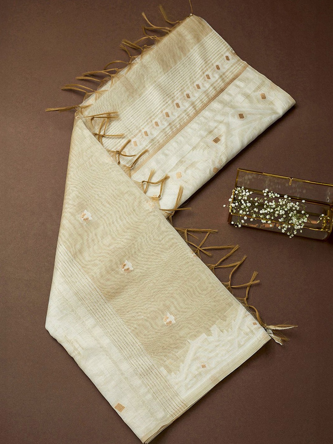 

Soch Ethnic Motifs Woven Design Jamdani Dupatta, Beige