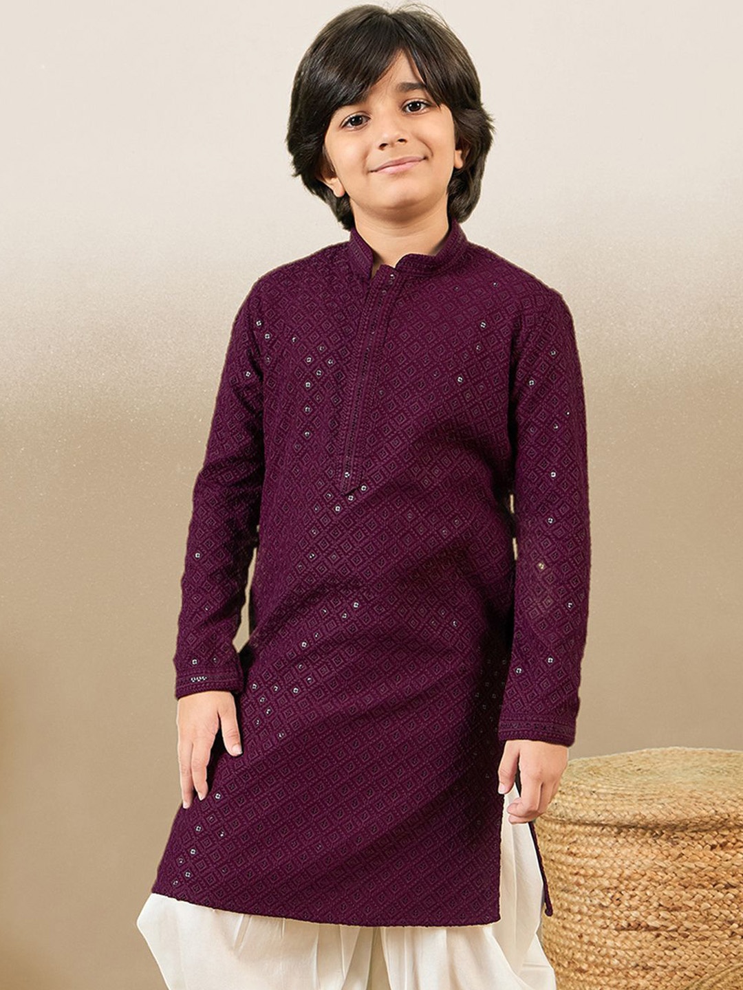 

YK Boys Sequinned Kurta, Purple