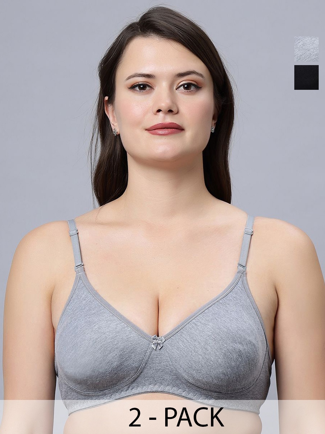 

In Care Women Pack of 2 Full Coverage Non Padded T-shirt Bra, Grey