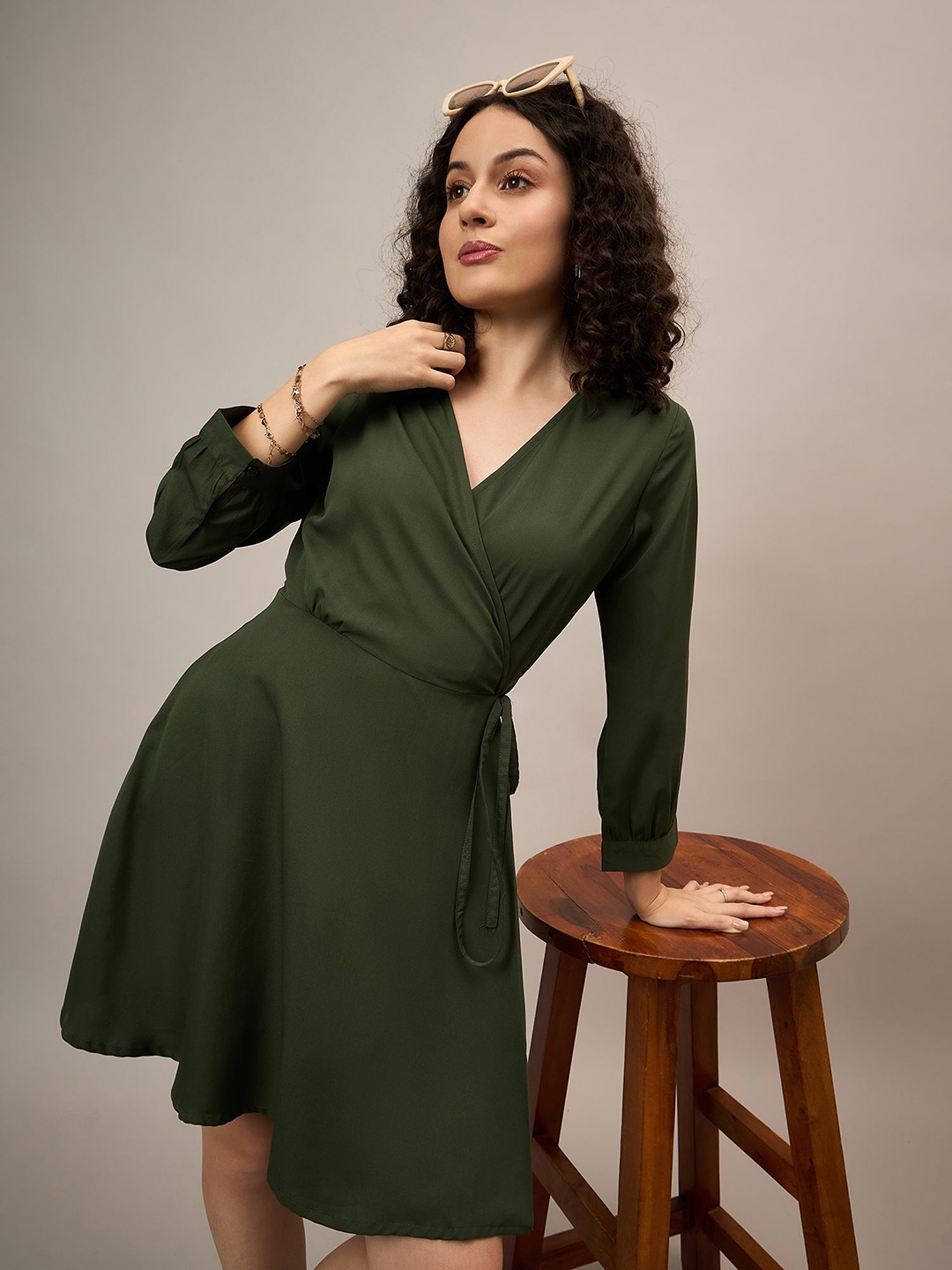 

The Roadster Lifestyle Co V-Neck Wrap Dress, Green