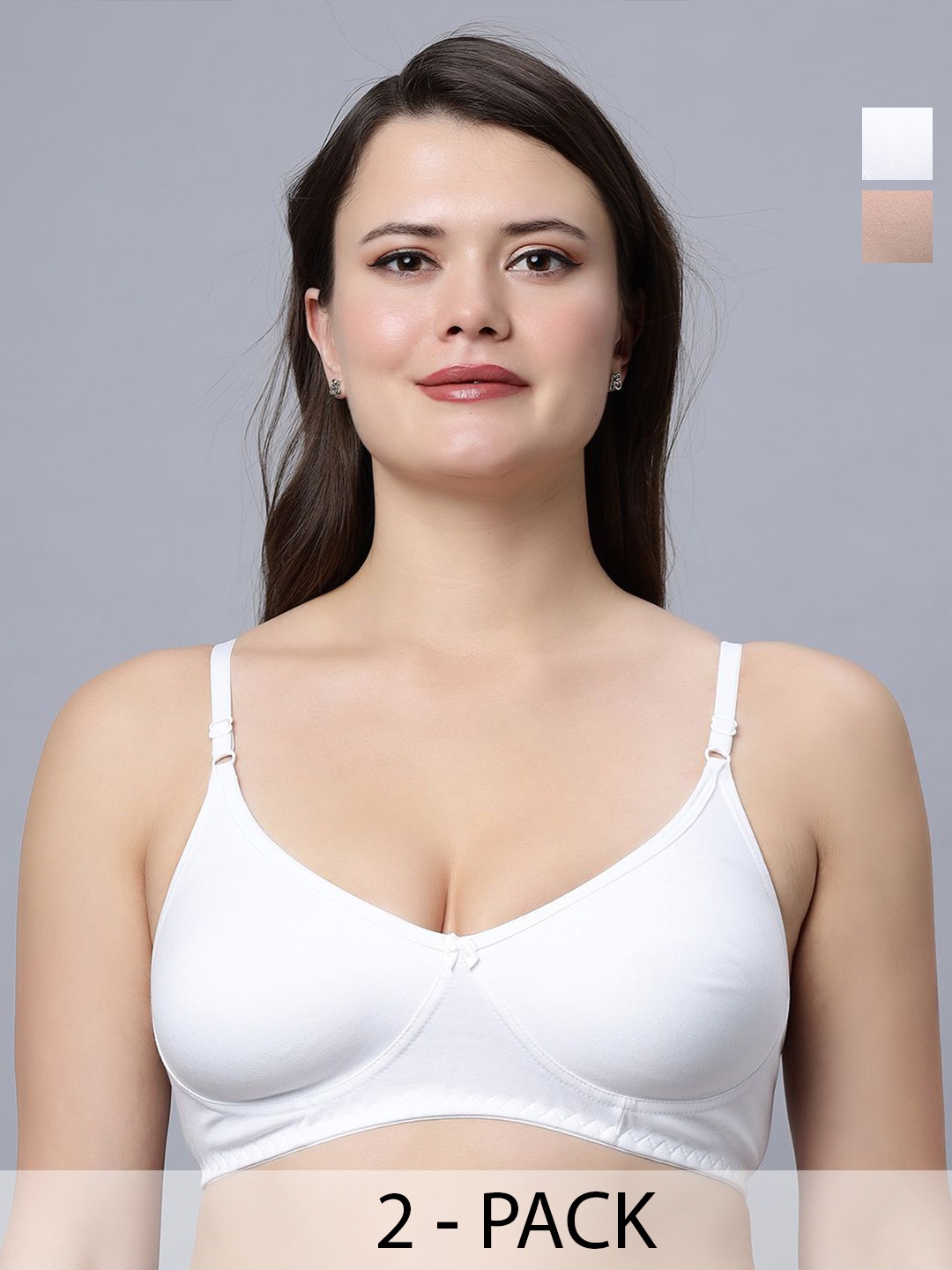 

In Care Pack Of 2 Non Padded Full Coverage Underwired T-shirt Bra, White