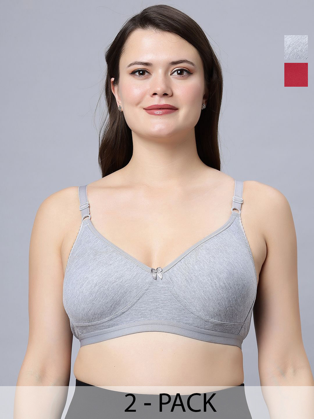 

In Care Pack Of 2 Non Padded Full Coverage Underwired T-shirt Bra, Grey