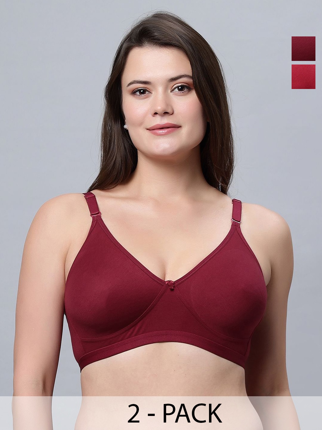 

In Care Women Pack Of 2 Full Coverage Non Padded T-shirt Bra, Red