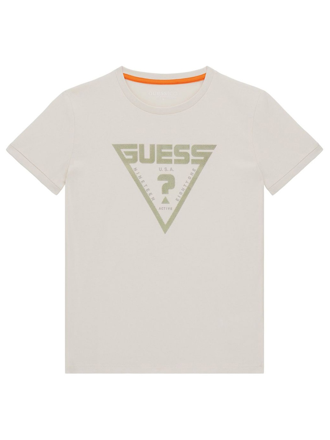 

GUESS kids Boys Typography Printed Round Neck Cotton T-shirt, White