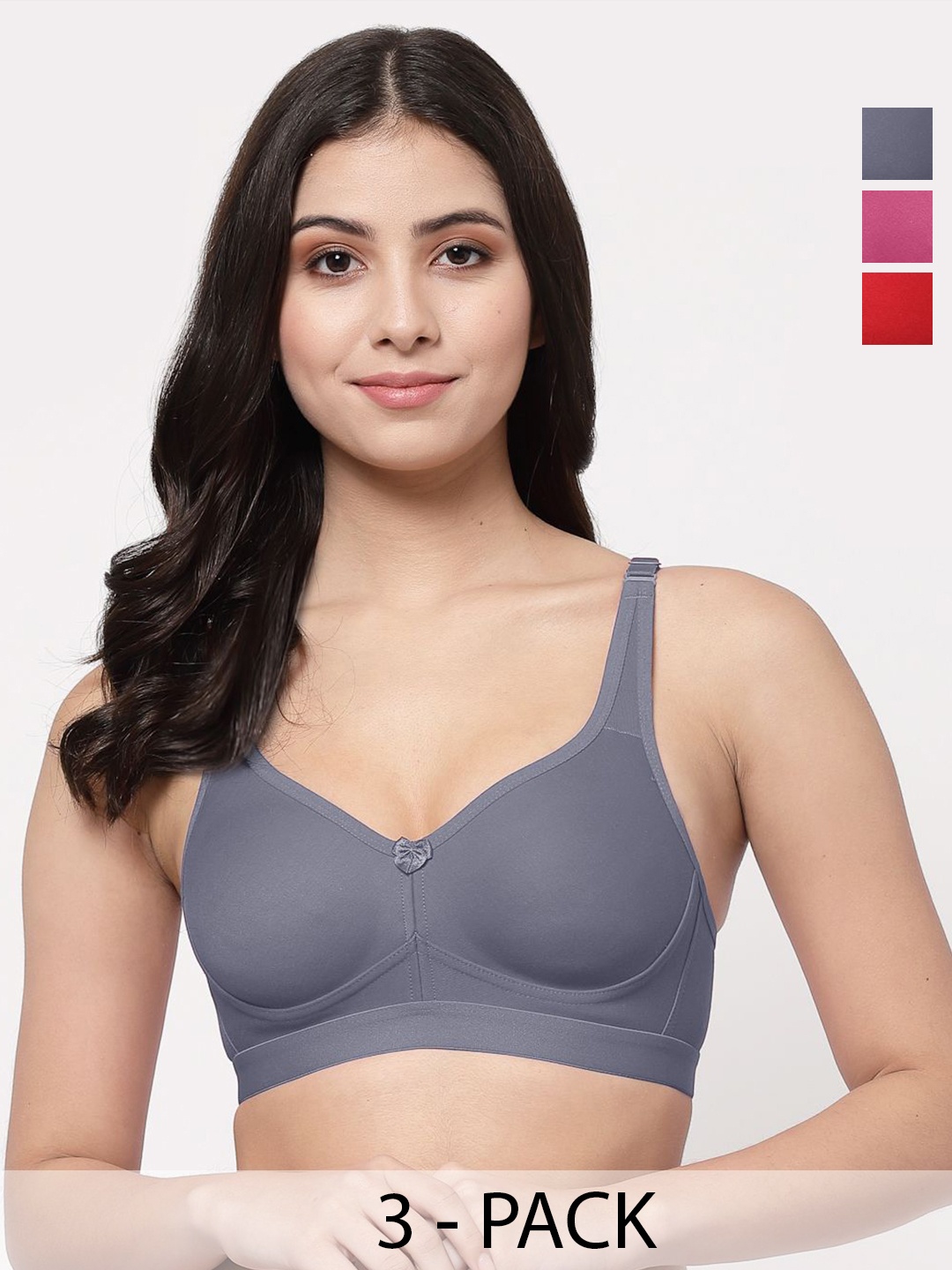 

College Girl Women Pack of 3 Full Coverage Lightly Padded Minimizer Bra, Magenta
