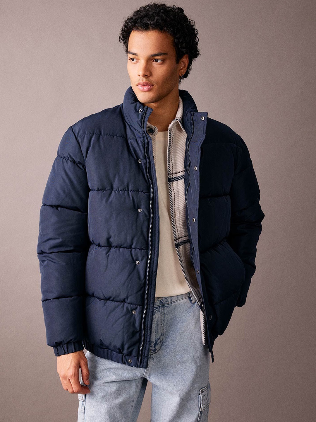 

DeFacto Men Geometric Puffer Jacket, Na
