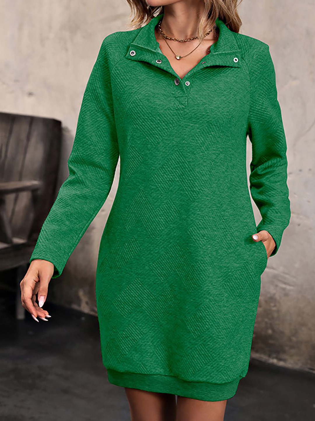 

StyleCast x Revolte Solid Shirt Mini Dress, Green