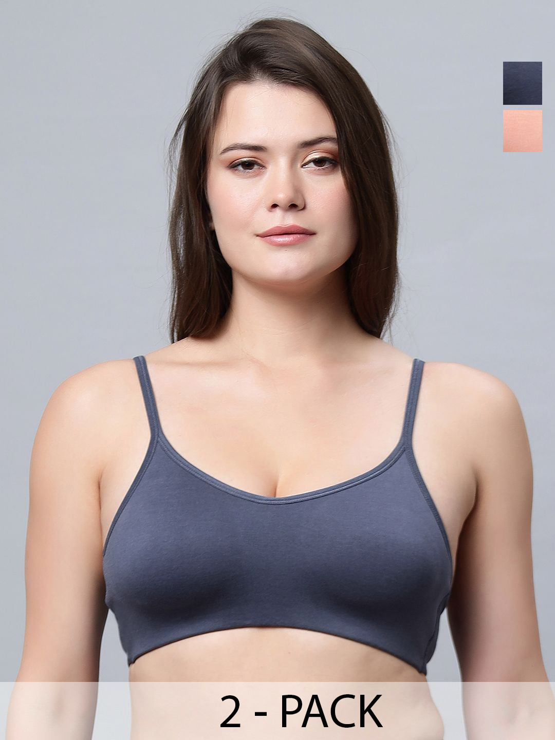 

In Care Pack Of 2 Full Coverage Lightly Padded Workout Bra, Grey