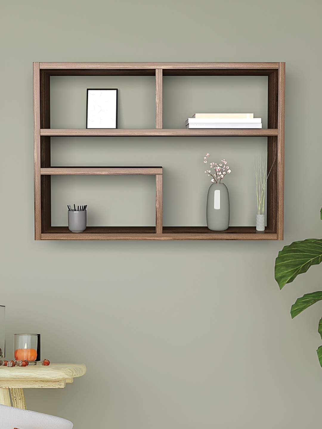 

RANDOM Brown Engineered Wood Multipurpose Storage Wall Shelf