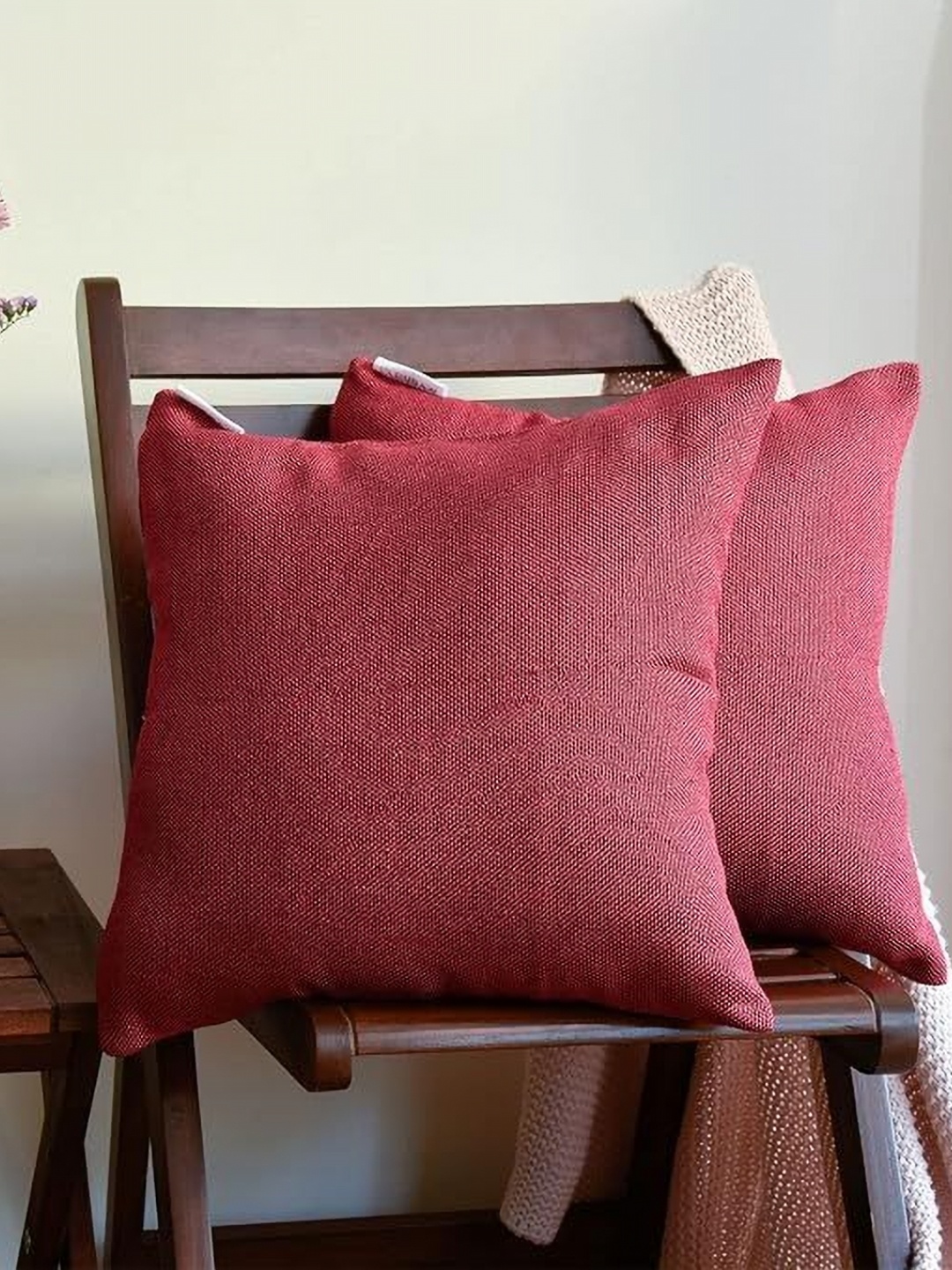 

FABURAA Red Set of 5 Square Cushion Covers