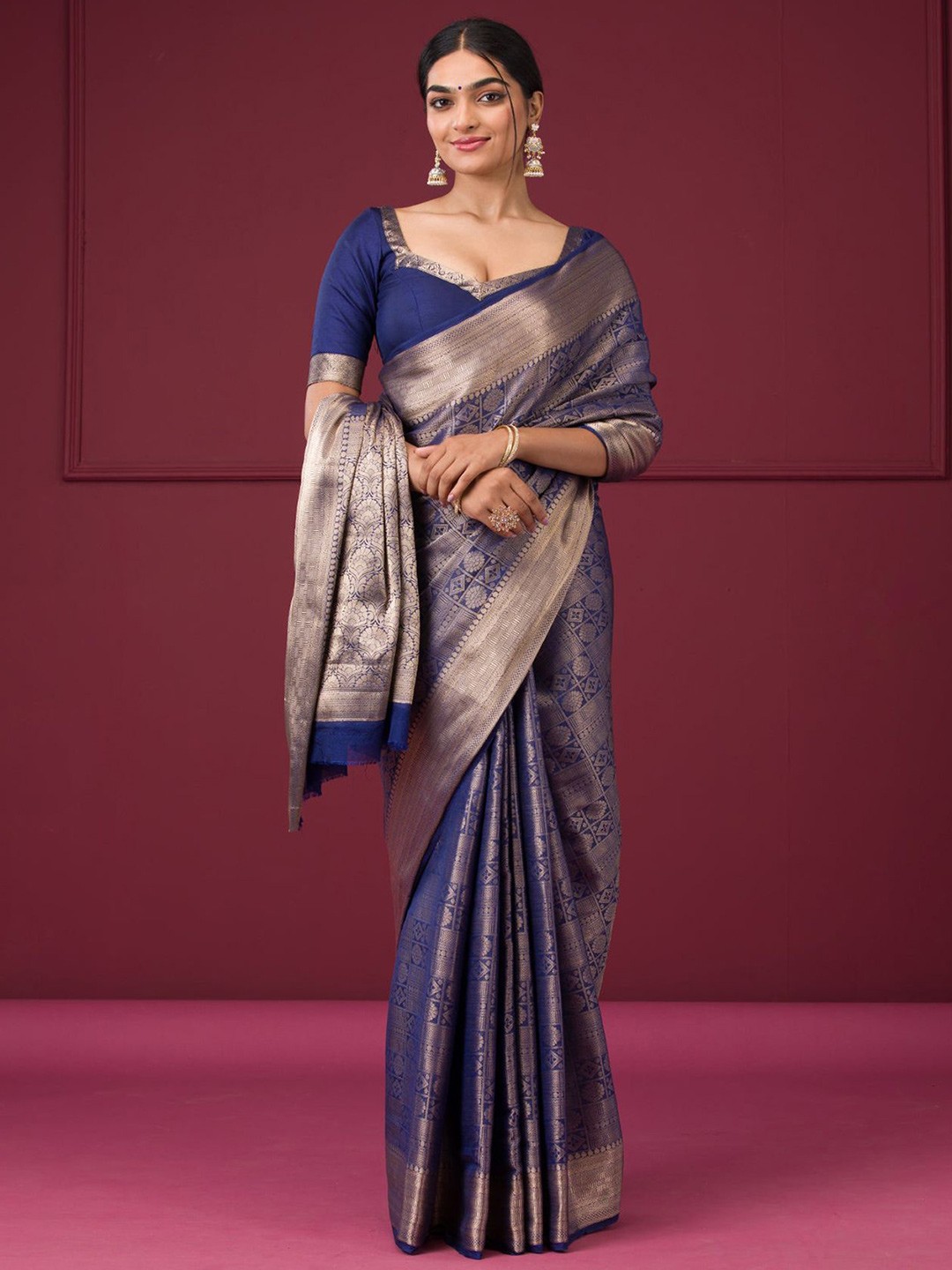 

Koskii Woven Design Saree, Blue