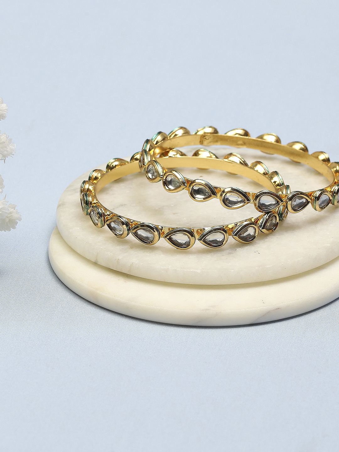 

Biba Set Of 2 Gold-Plated Kundan-Studded Bangles