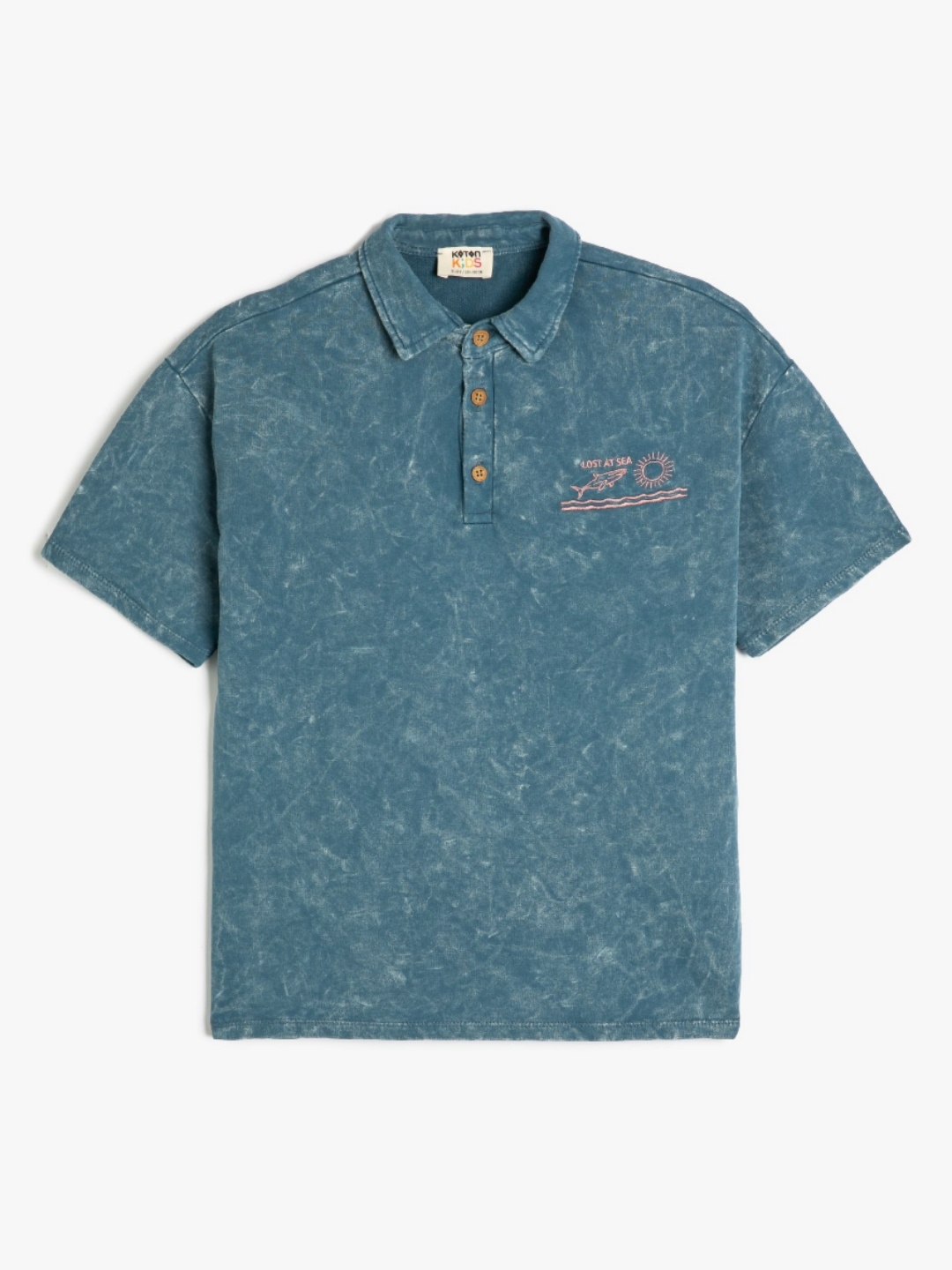 

Koton Boys Solid Polo Collar Cotton T-shirt, Blue