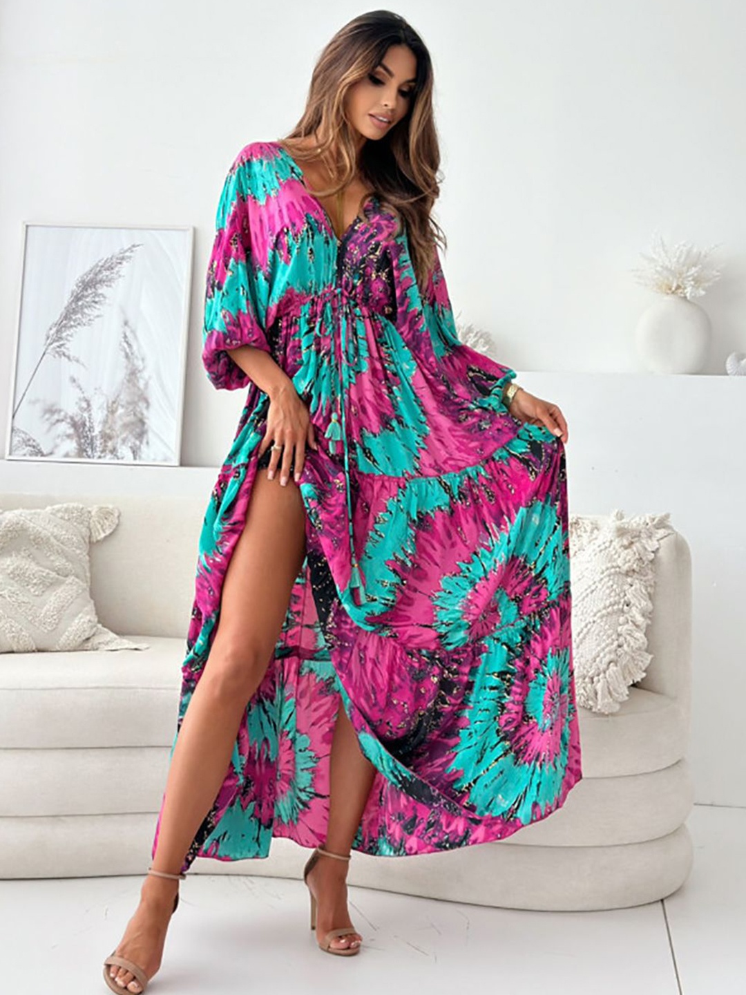 

StyleCast x Revolte Animal Print Layered Fit- Flare Maxi Dress, Purple