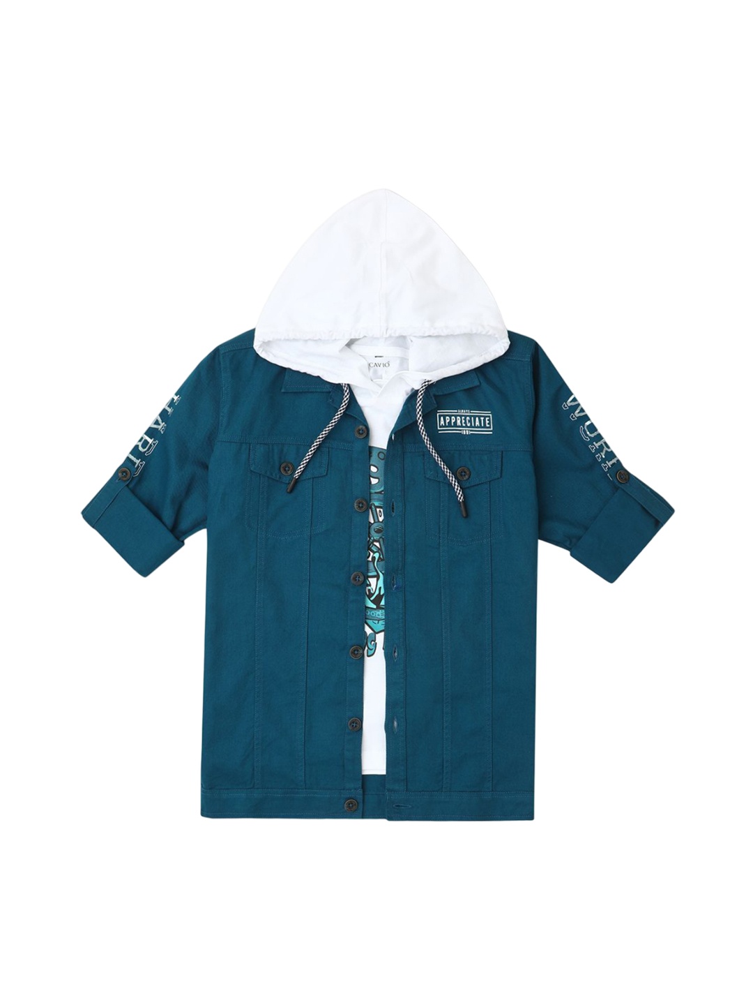 

CAVIO Boys Lightweight Jacket & T-Shirt, Blue