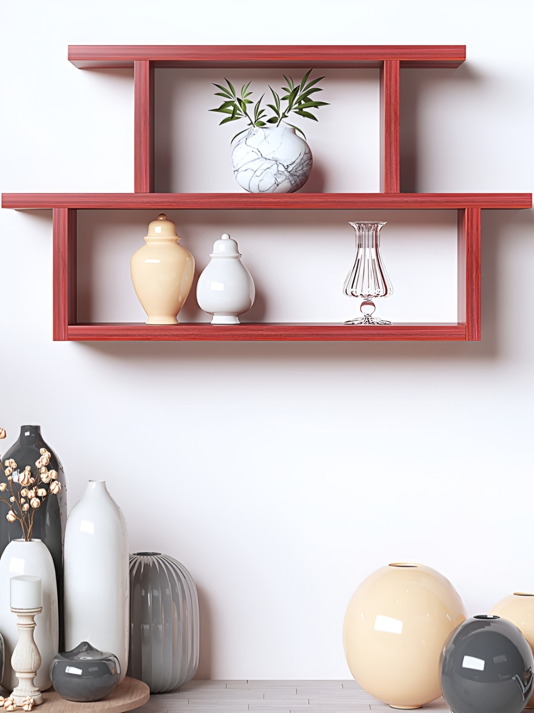 

RANDOM Maroon Engineered Wood Multipurpose Storage Wall Shelf