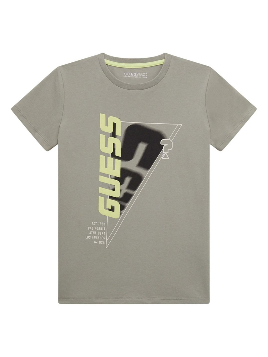 

GUESS kids Boys Typography Printed Round Neck Cotton T-shirt, Grey