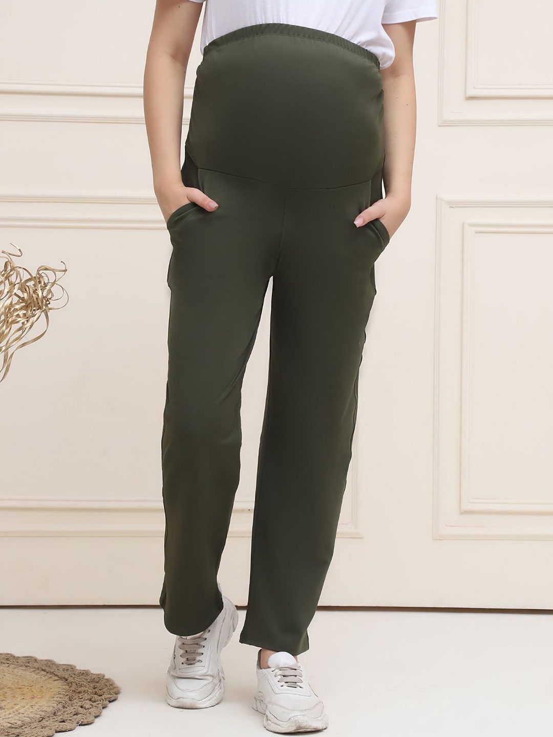 

WELL KEPT Women Straight-Fit Maternity Track Pants, Olive