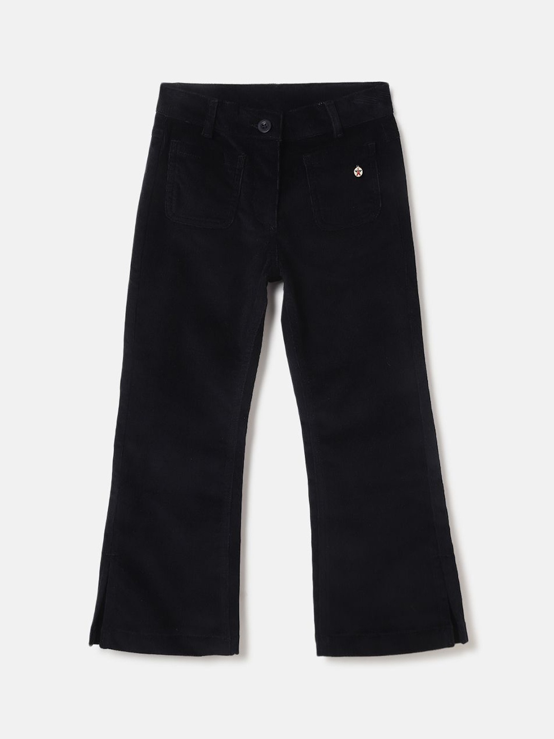 

ELLE Girls Solid Flared Regular Trousers, Navy blue