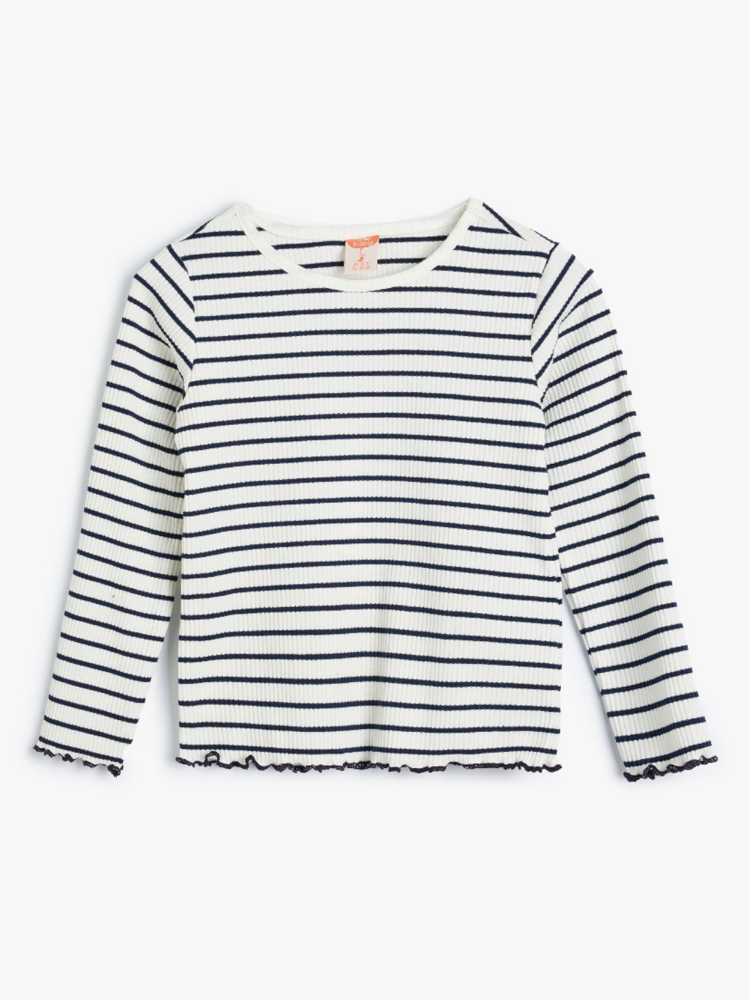 

Koton Girls Striped V-Neck T-shirt, White