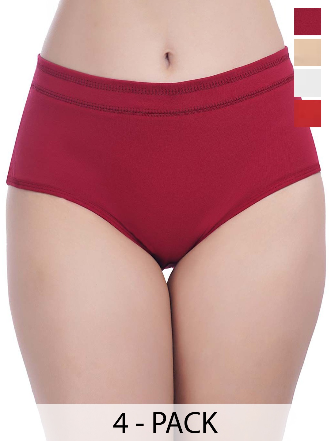 

YOU FOREVER Pack Of 4 Women High Rise Hipster BriefsYF-HWPNT-01502010014-S, White