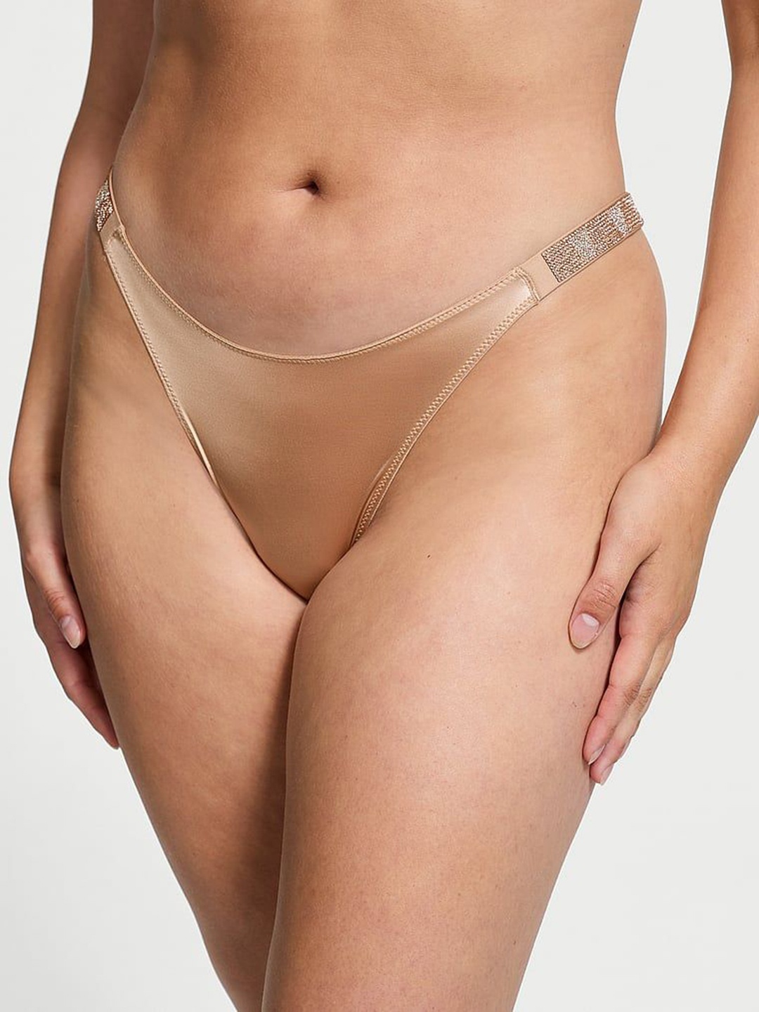 

Victoria's Secret Women Low Rise Shine Strap Briefs 1124524365H8, Beige