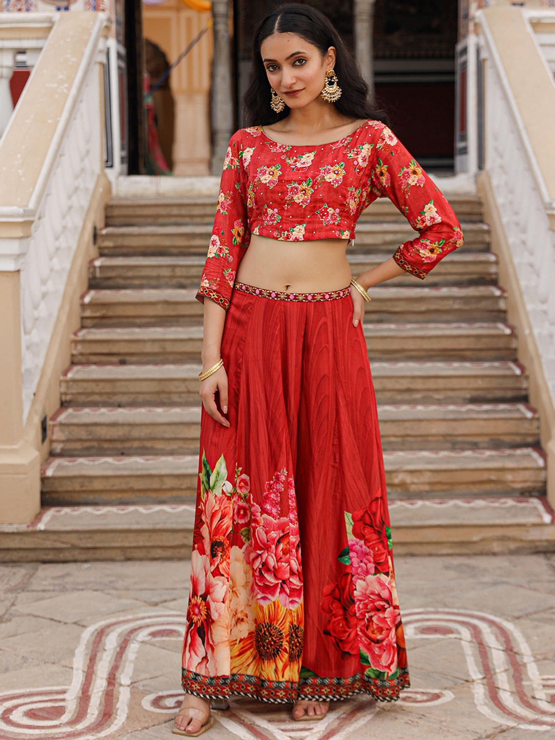 

Juniper Floral Printed Top With Skirt, Rust