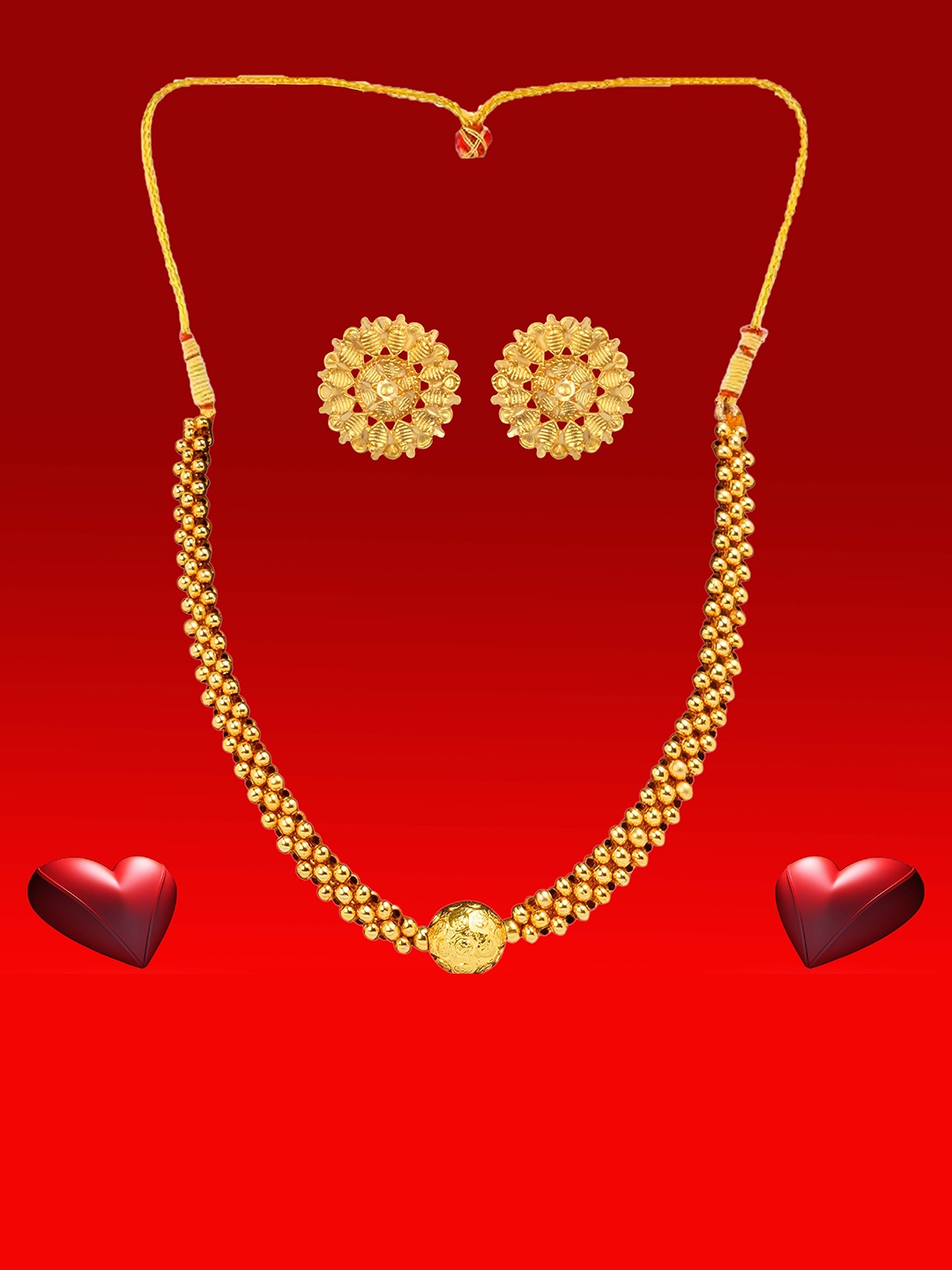 

Heer Collection Gold-Plated Necklace With Earrings