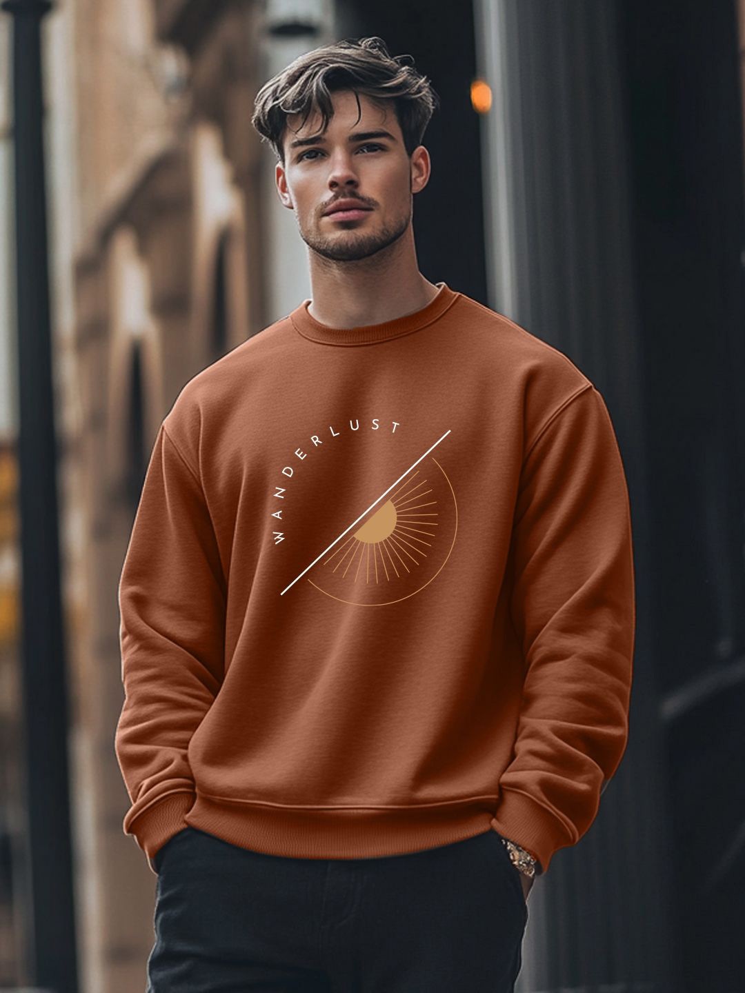 

NOBERO Oversized Graphic Printed Sweatshirt, Brown