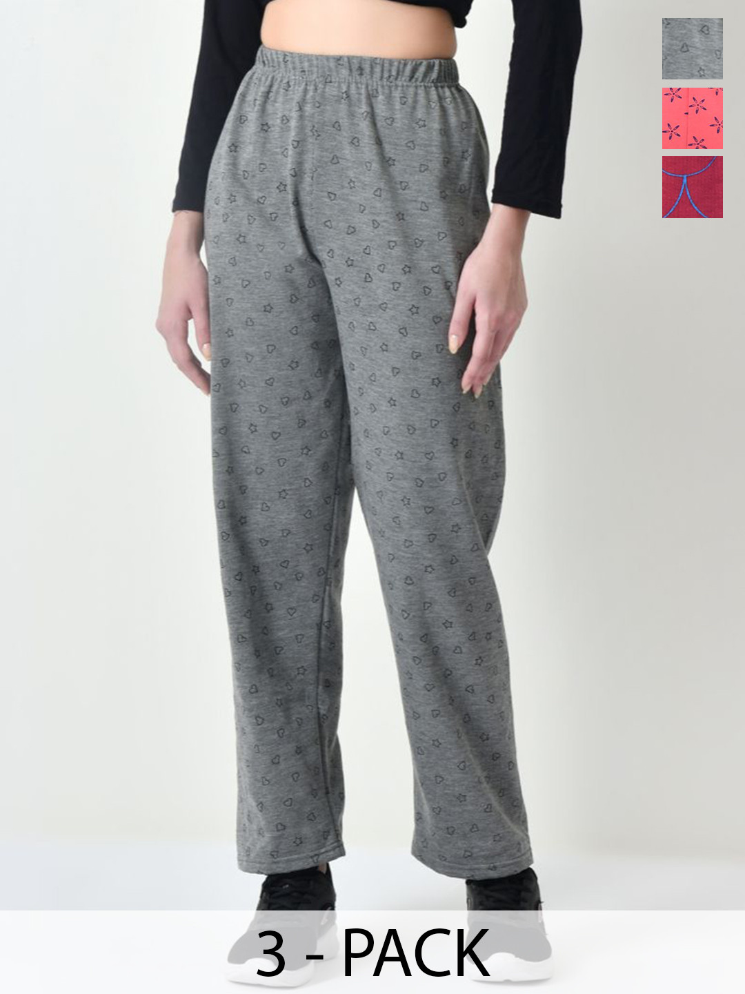 

BAESD Pack Of 3 Printed Track Pants, Grey