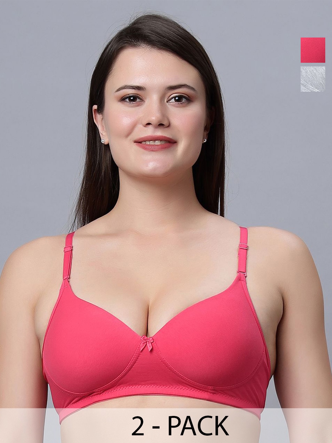 

In Care Women Pack of 2 Medium Coverage Heavily Padded Push-Up Bra, Grey