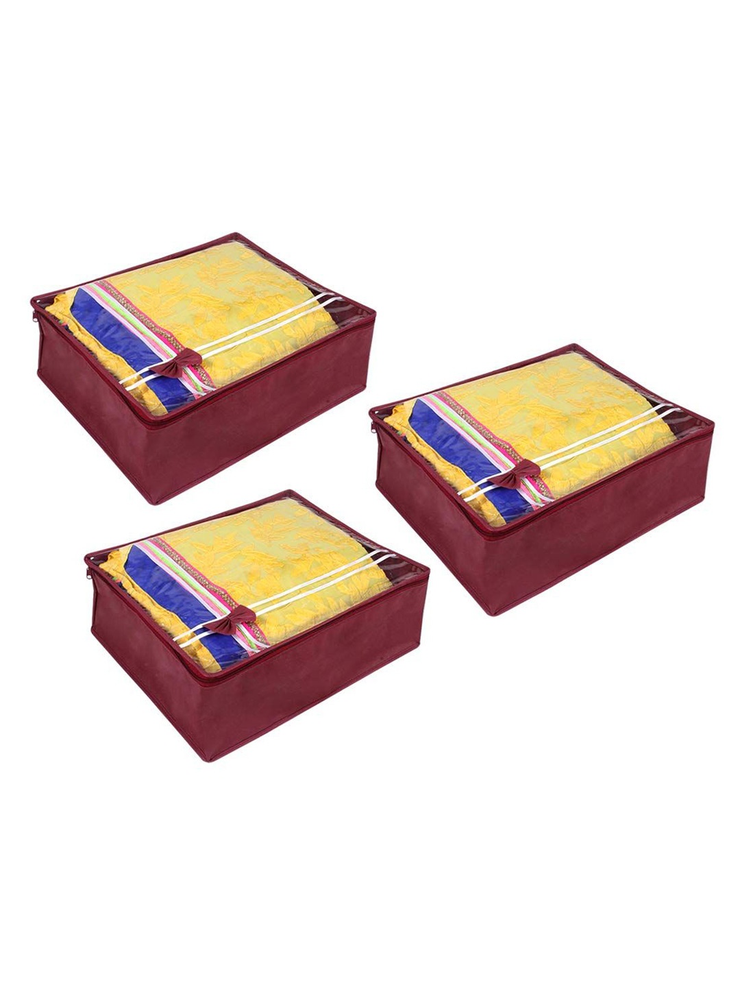 

prettykrafts Maroon & Transparent 3 Pieces Drawer Organisers