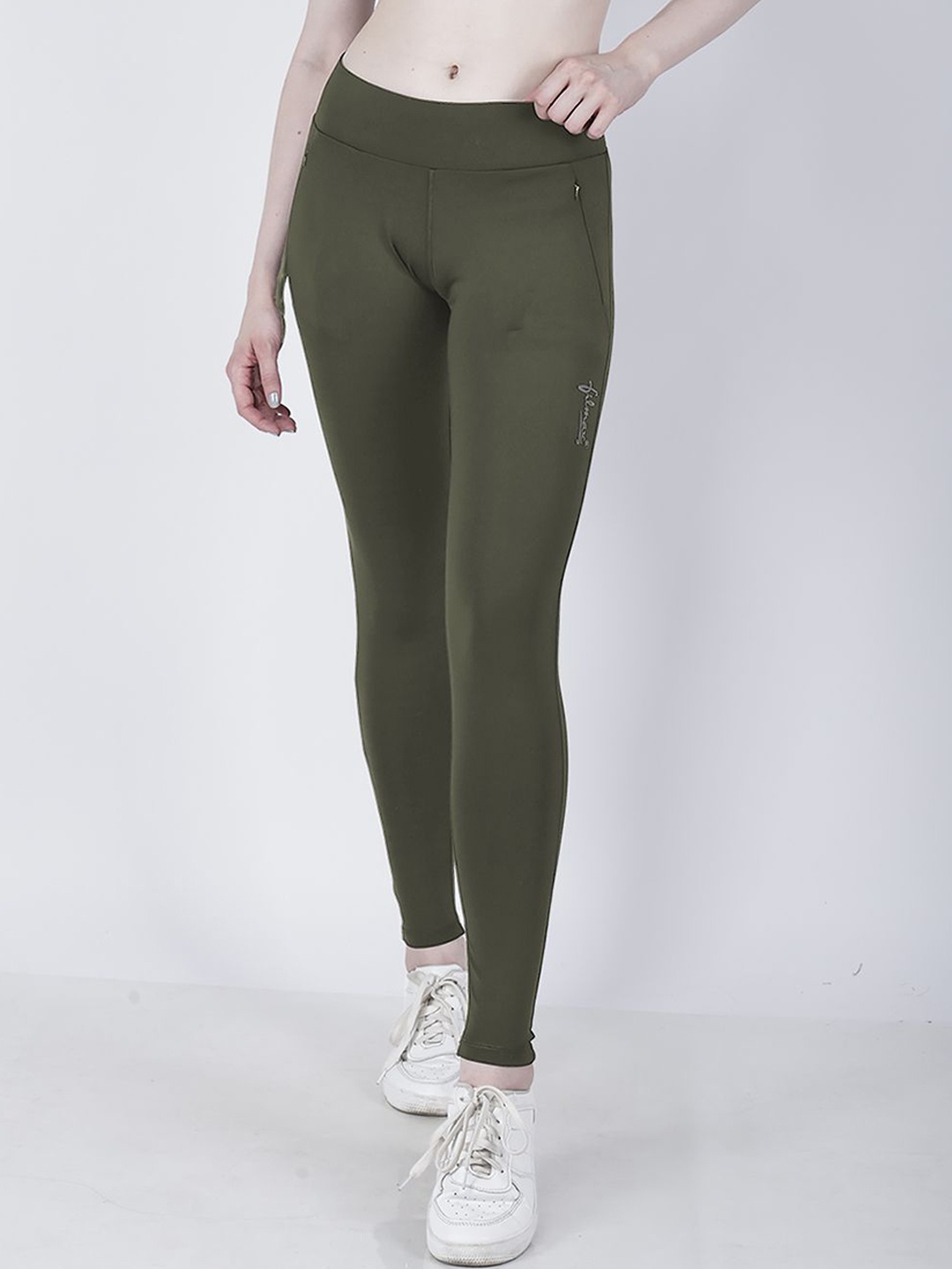 

FILMAX ORIGINALS Women Mid-Rise Ankle-Length Gym Tights, Olive