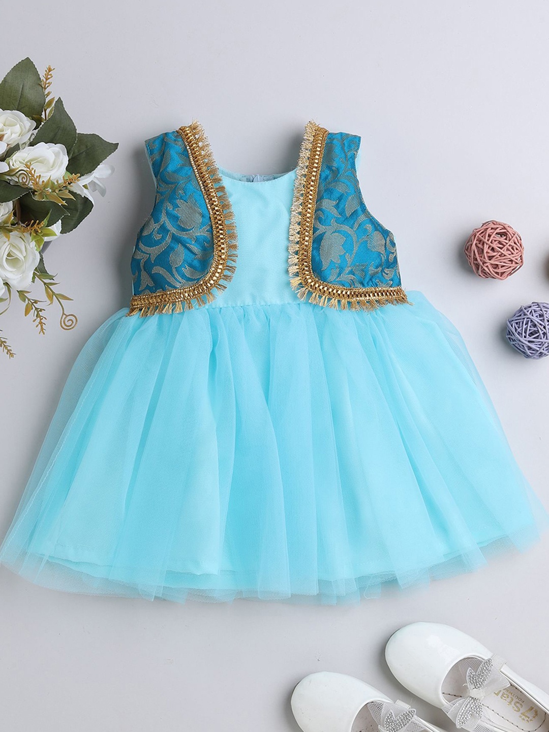 

MANY FROCKS & Girls Net Fit & Flare Dress, Blue