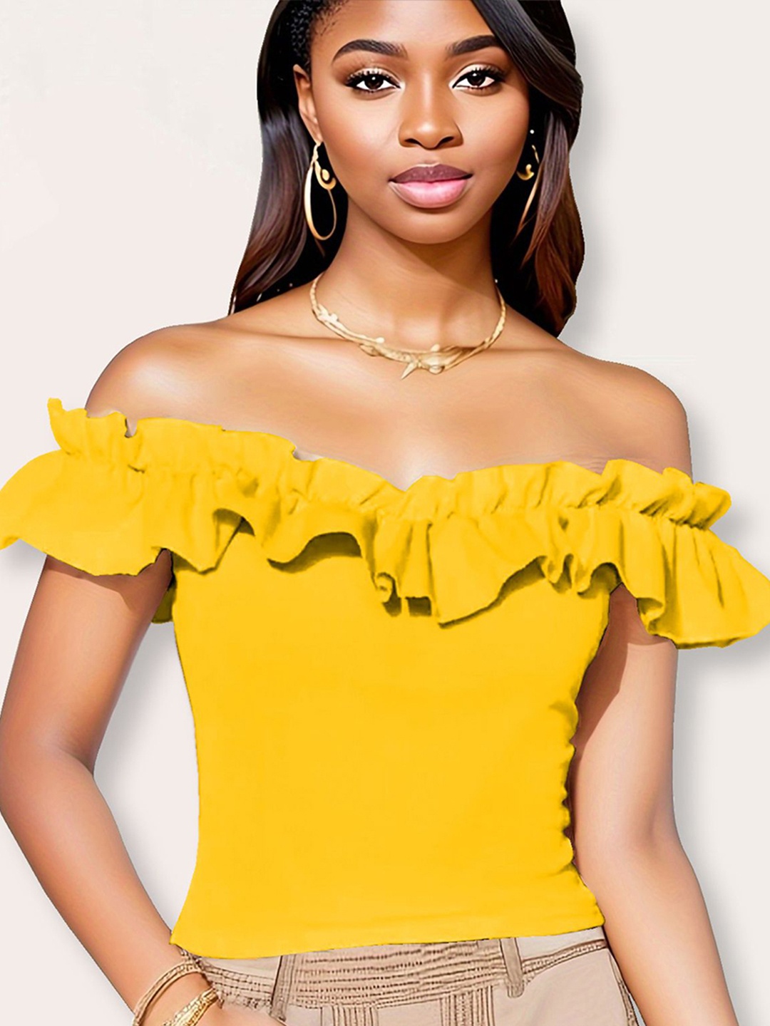 

StyleCast x Revolte Women Solid Off-Shoulder Top, Yellow