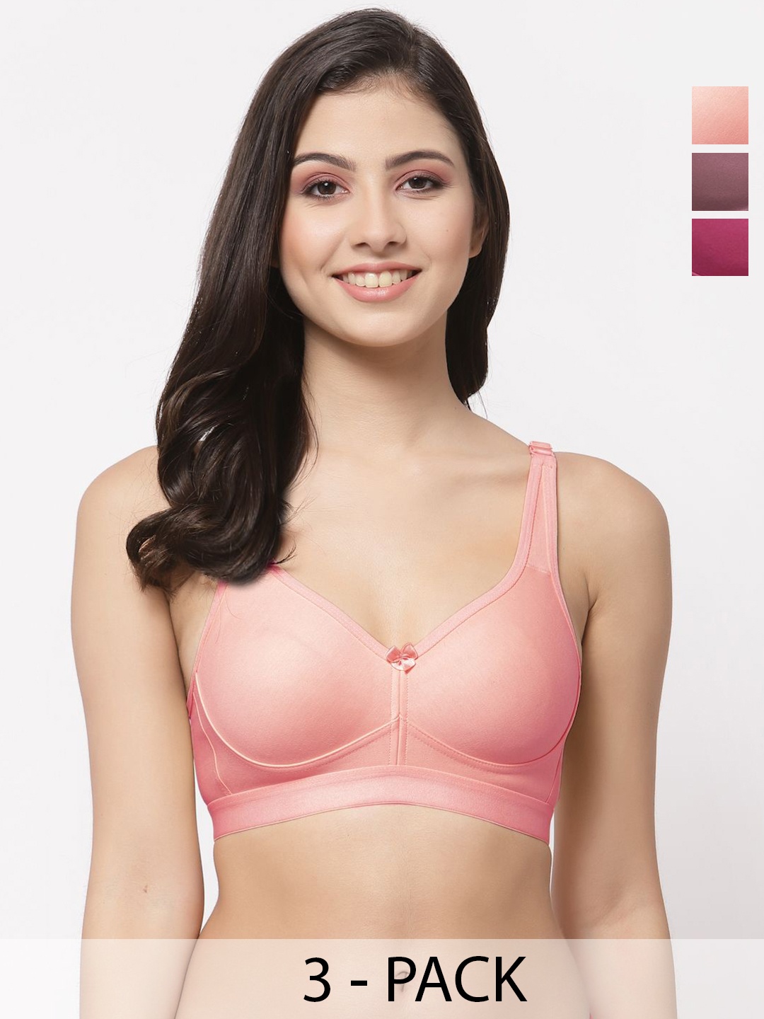 

College Girl Solid Full Coverage Lightly Padded Bra, Pink