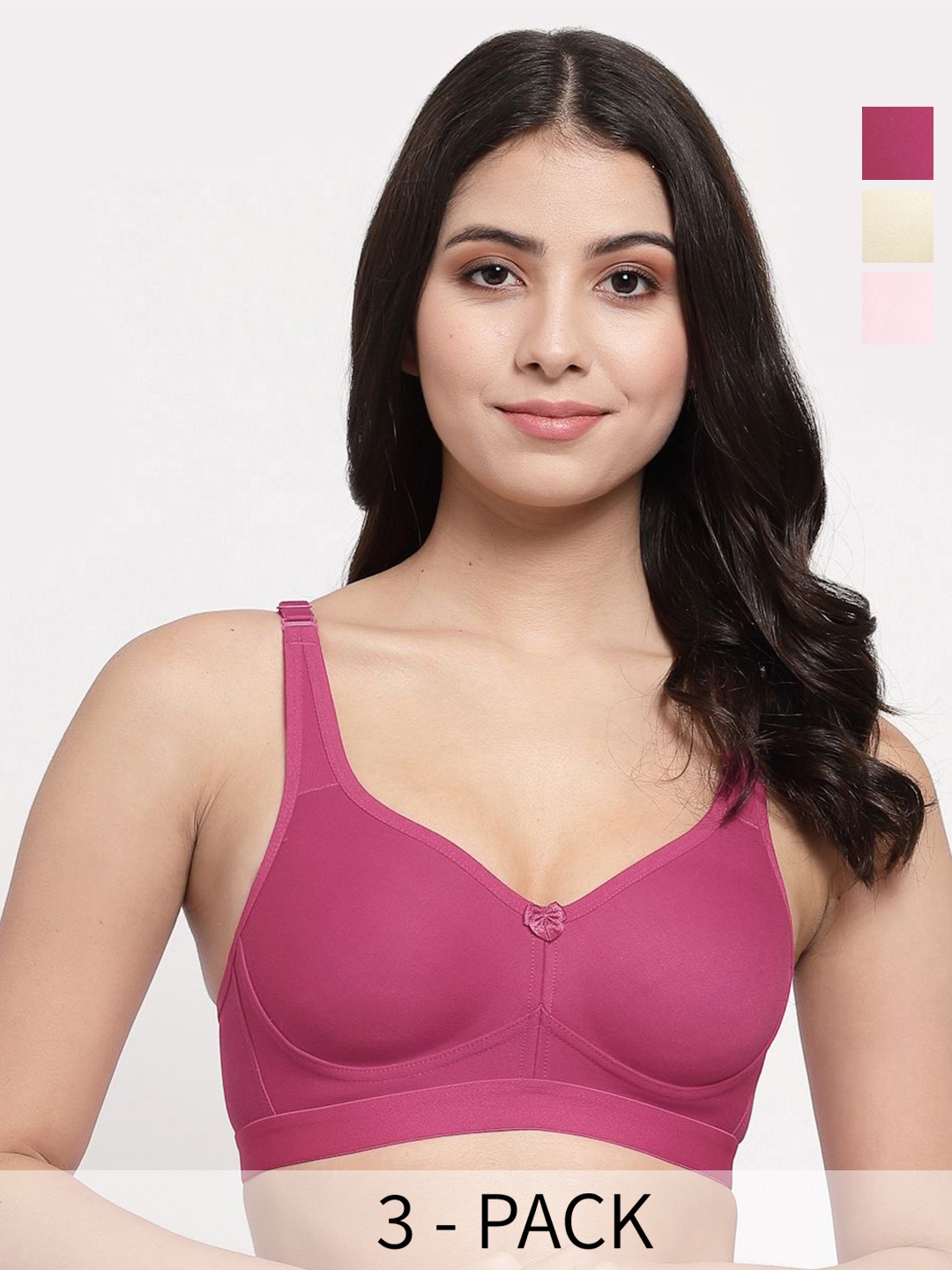 

College Girl Women Pack Of 3 Full Coverage Lightly Padded Bra, Beige