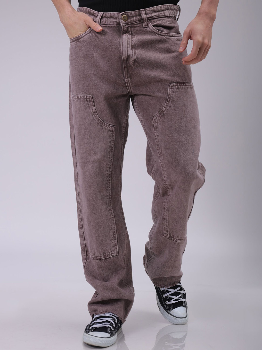 

The Indian Garage Co Men Cotton Relaxed Fit Casual Jeans, Purple